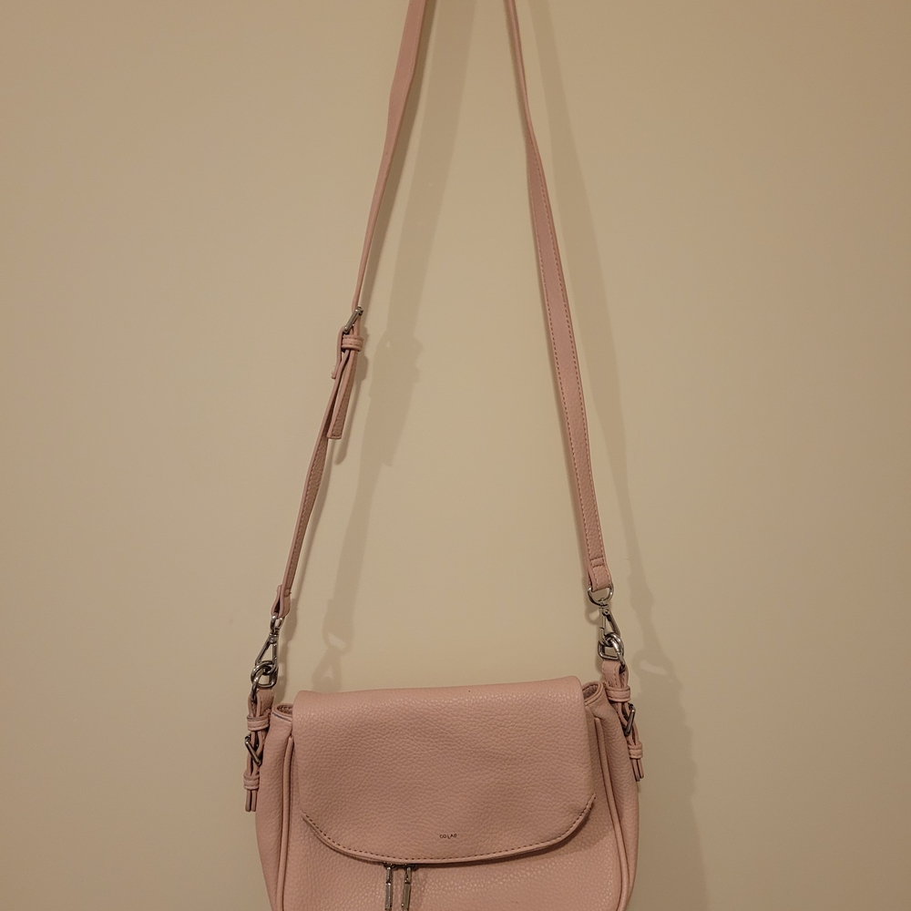 New Women's Colab Vegan Leather Crossbody Light Pink Handbag